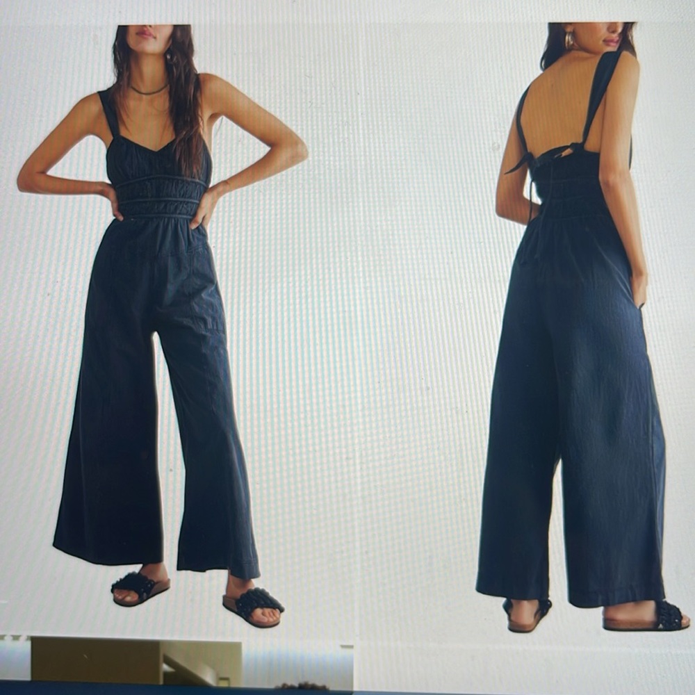 After All Ruched Wide Leg Jumpsuit - Free People